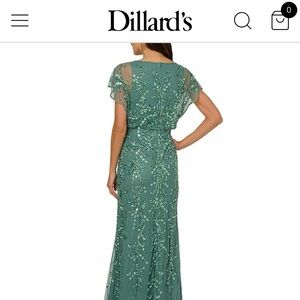 Adrianna Papell Green Embellished Maxi Dress